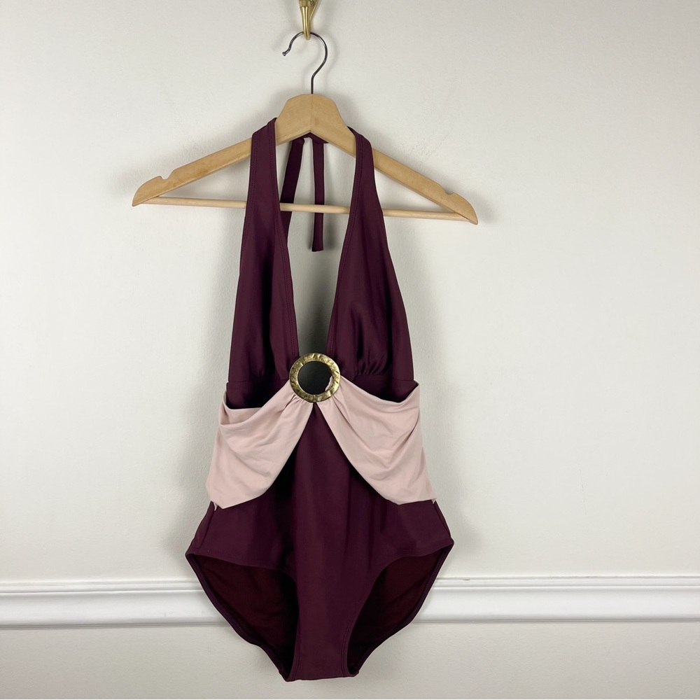 Vix by Paula Hermanny  One
Piece Dark Burgundy Pink Swimsuit‎  Low Cut Size 10